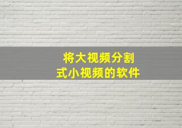 将大视频分割式小视频的软件