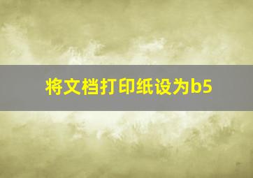 将文档打印纸设为b5