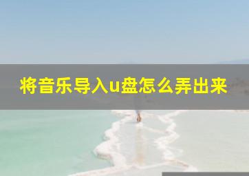 将音乐导入u盘怎么弄出来