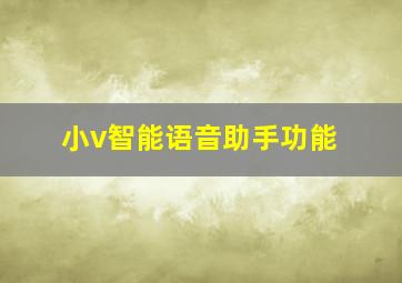 小v智能语音助手功能