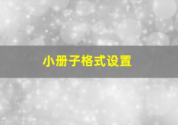 小册子格式设置