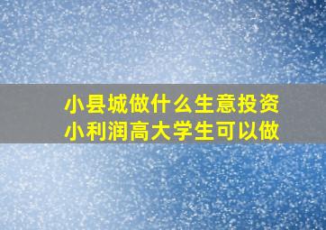 小县城做什么生意投资小利润高大学生可以做