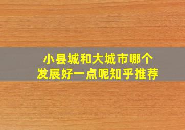 小县城和大城市哪个发展好一点呢知乎推荐