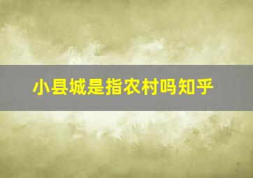 小县城是指农村吗知乎