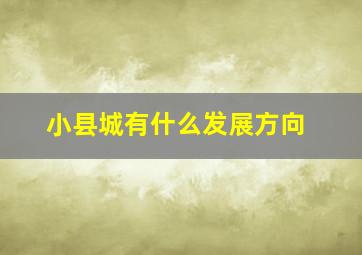 小县城有什么发展方向