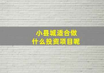 小县城适合做什么投资项目呢