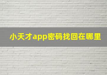 小天才app密码找回在哪里