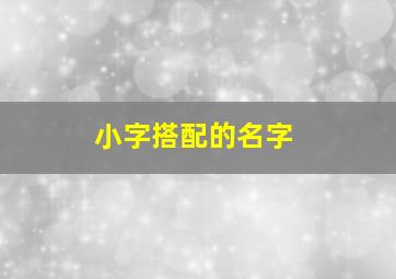 小字搭配的名字