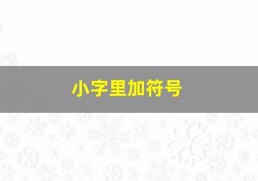 小字里加符号