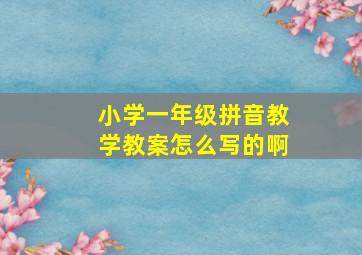 小学一年级拼音教学教案怎么写的啊