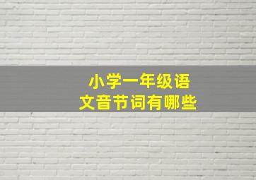 小学一年级语文音节词有哪些