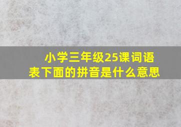 小学三年级25课词语表下面的拼音是什么意思