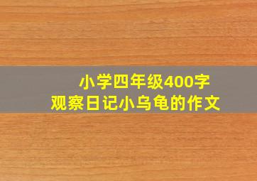 小学四年级400字观察日记小乌龟的作文