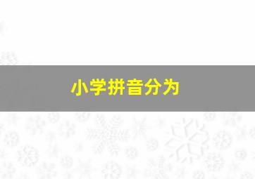 小学拼音分为