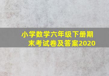 小学数学六年级下册期末考试卷及答案2020