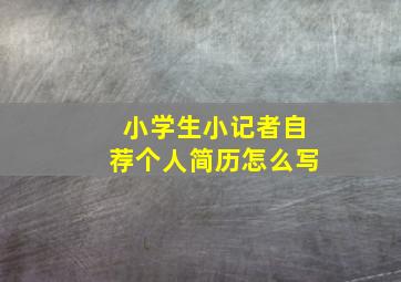 小学生小记者自荐个人简历怎么写