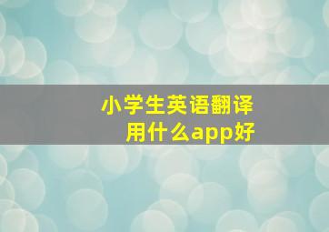 小学生英语翻译用什么app好