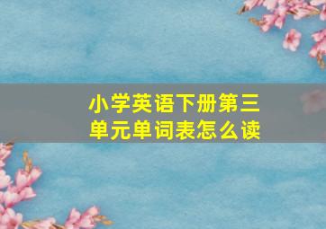 小学英语下册第三单元单词表怎么读