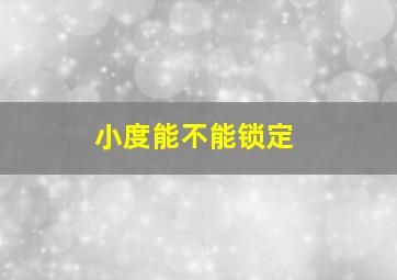 小度能不能锁定