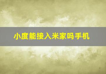 小度能接入米家吗手机