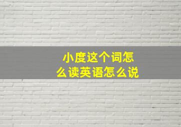 小度这个词怎么读英语怎么说