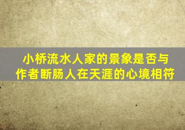 小桥流水人家的景象是否与作者断肠人在天涯的心境相符