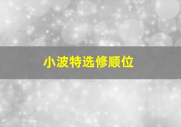 小波特选修顺位