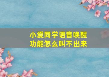 小爱同学语音唤醒功能怎么叫不出来