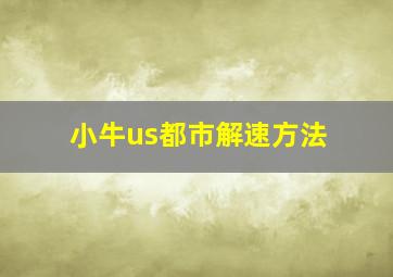 小牛us都市解速方法