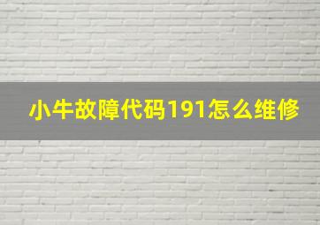 小牛故障代码191怎么维修