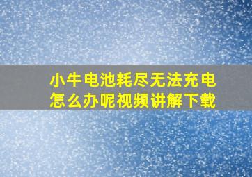 小牛电池耗尽无法充电怎么办呢视频讲解下载