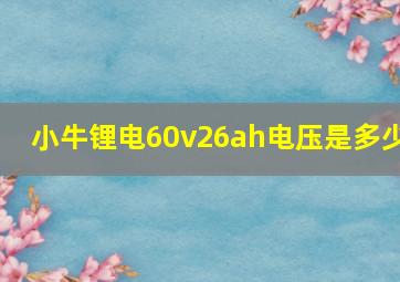 小牛锂电60v26ah电压是多少