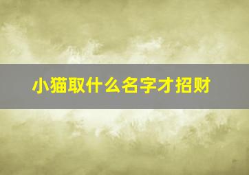 小猫取什么名字才招财