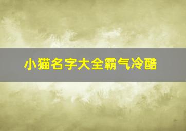 小猫名字大全霸气冷酷