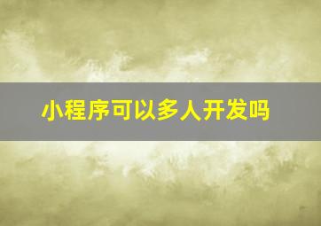 小程序可以多人开发吗