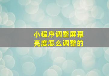 小程序调整屏幕亮度怎么调整的