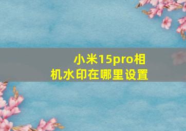 小米15pro相机水印在哪里设置