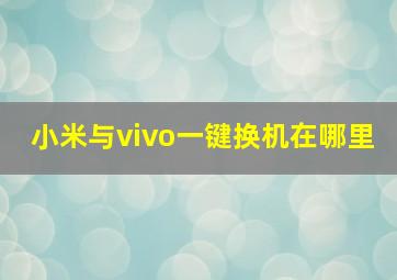 小米与vivo一键换机在哪里