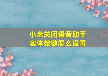 小米关闭语音助手实体按键怎么设置