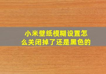 小米壁纸模糊设置怎么关闭掉了还是黑色的