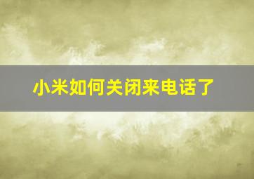 小米如何关闭来电话了