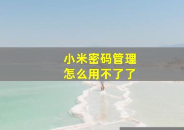 小米密码管理怎么用不了了