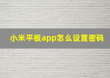 小米平板app怎么设置密码