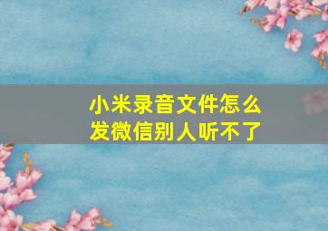 小米录音文件怎么发微信别人听不了