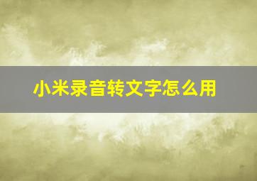 小米录音转文字怎么用