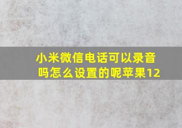 小米微信电话可以录音吗怎么设置的呢苹果12