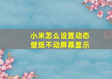 小米怎么设置动态壁纸不动屏幕显示