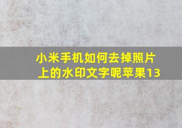 小米手机如何去掉照片上的水印文字呢苹果13