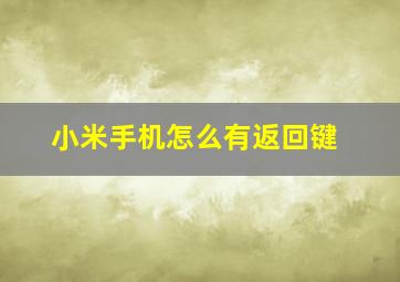 小米手机怎么有返回键