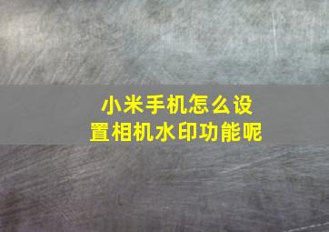 小米手机怎么设置相机水印功能呢